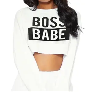 Women’s Boss Babe Casual Long Sleeve Sexy Crop Top Fit Womenswear