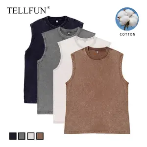 Men's Oversized Tshits Sports Vintage Heavy Cotton Tshirt Washed Loose Fit Athletic Tee Sleeveless Vest
