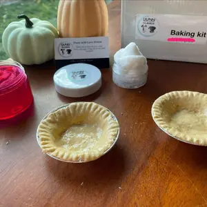DIY Slime "Baking" Kit -strawberry rhubarb Slime with fake  Eggs, Flour, Sugar, Butter, Vanilla, and topping