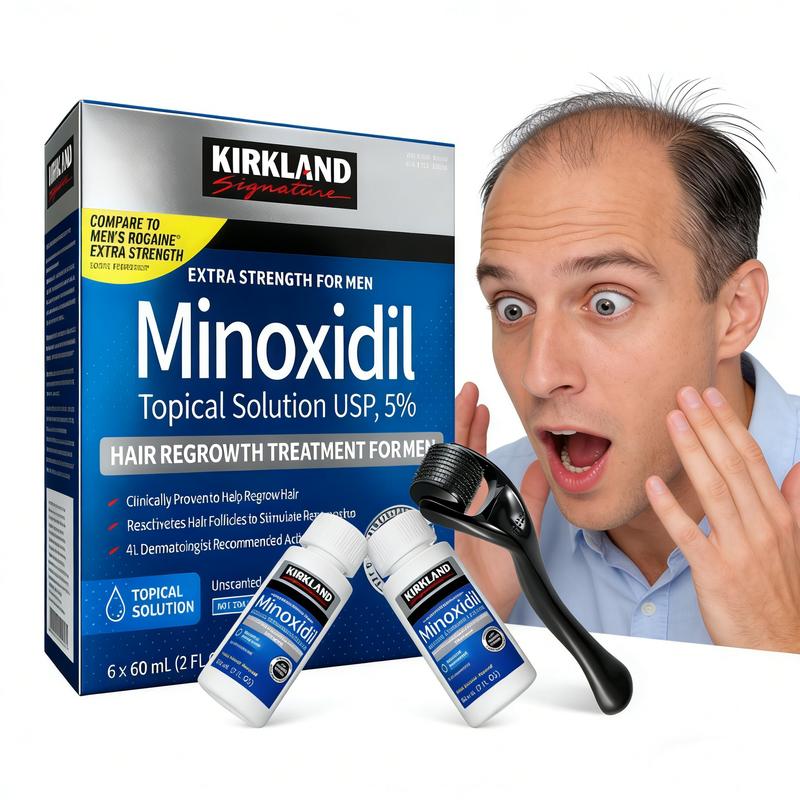 Kirkland Minoxidil Hair & Beard Growth Kit -Anti Hair LossTreatment with Dropper &Derma Roller