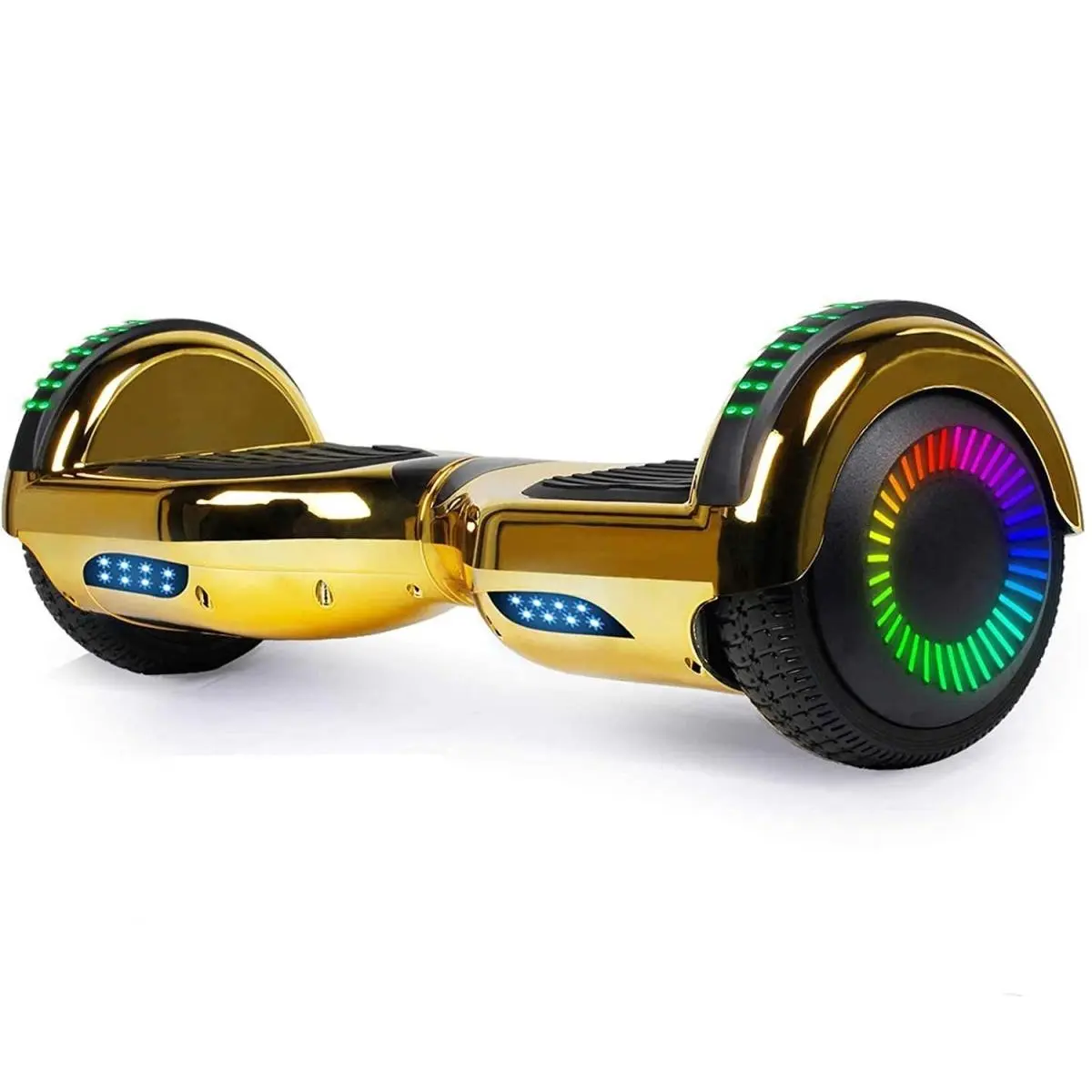 212 MAIN Self-Balancing Electric Hoverboard for Sledding, Chrome Finish with Gold Accents, Built-in Accent Lighting, Dual Color Wheels, Stylish Design for Winter Sports Enjoyment, Chic Look, Gadget, Riding Fun, Entertainment, Stylish Look, Accent Lights