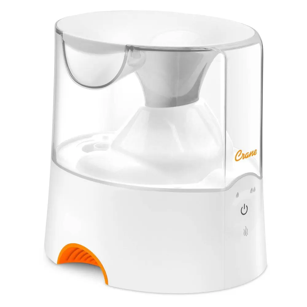 Crane Warm Mist Humidifier with Soothing Steam Treatment - 0.5gal: Room Size 300-500 Sq. Ft. No Filter Needed Electric