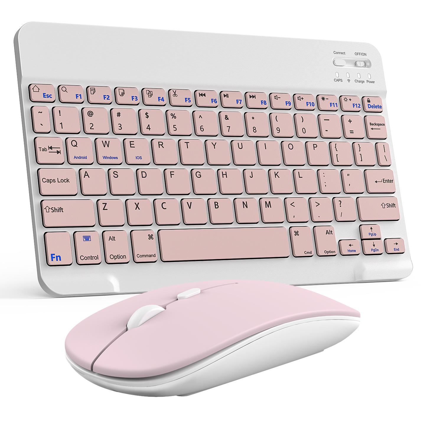 Quiet Wireless Bluetooth Keyboard & Mouse Combo, Rechargeable Slim Silent Keyboard, Single Mode Bluetooth Mouse, Compatible with iOS Android Windows Laptops Tablets Computers, Ideal for Home Office & Back-to-School Gift for Men Women