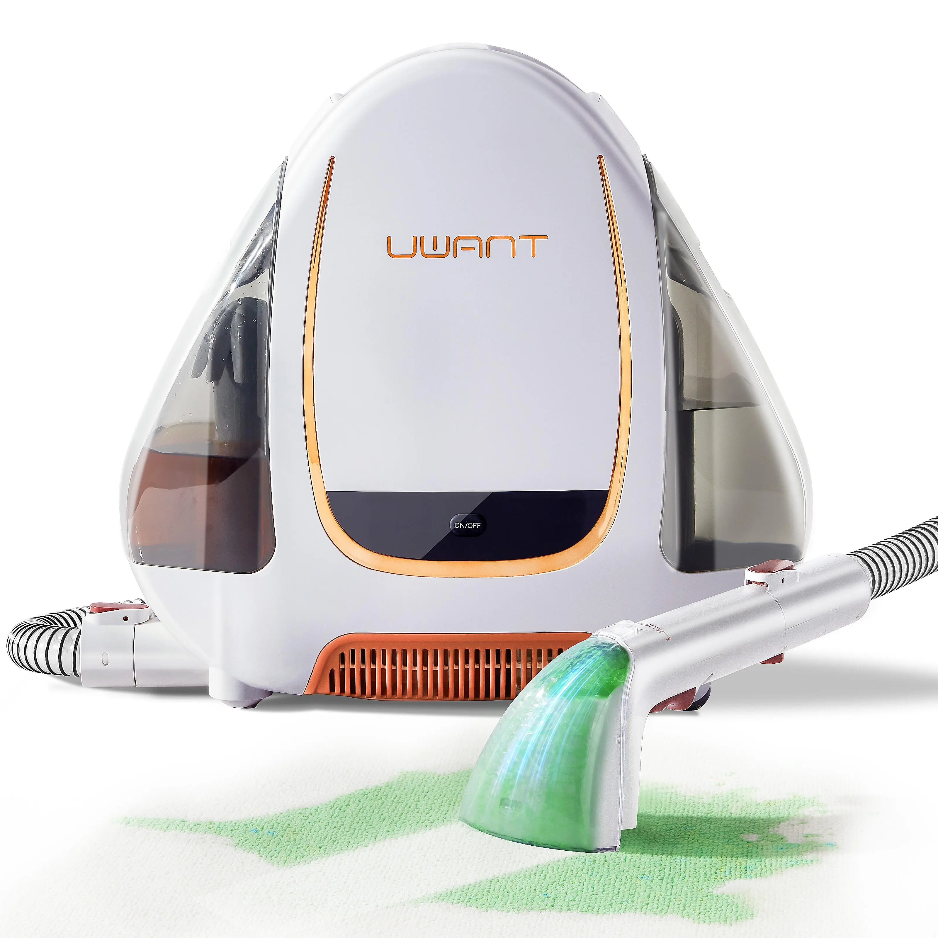 Uwant Portable Carpet & Upholstery Cleaner Machine, 15Kpa Powerful Suction Small Handheld Cleaner, Carpet Shampooer for Rug, Couch, Furniture, Pet Stains, Car, Auto Detailer, B100, White and Orange，car vacuum cleaner,back to school,back to school haul