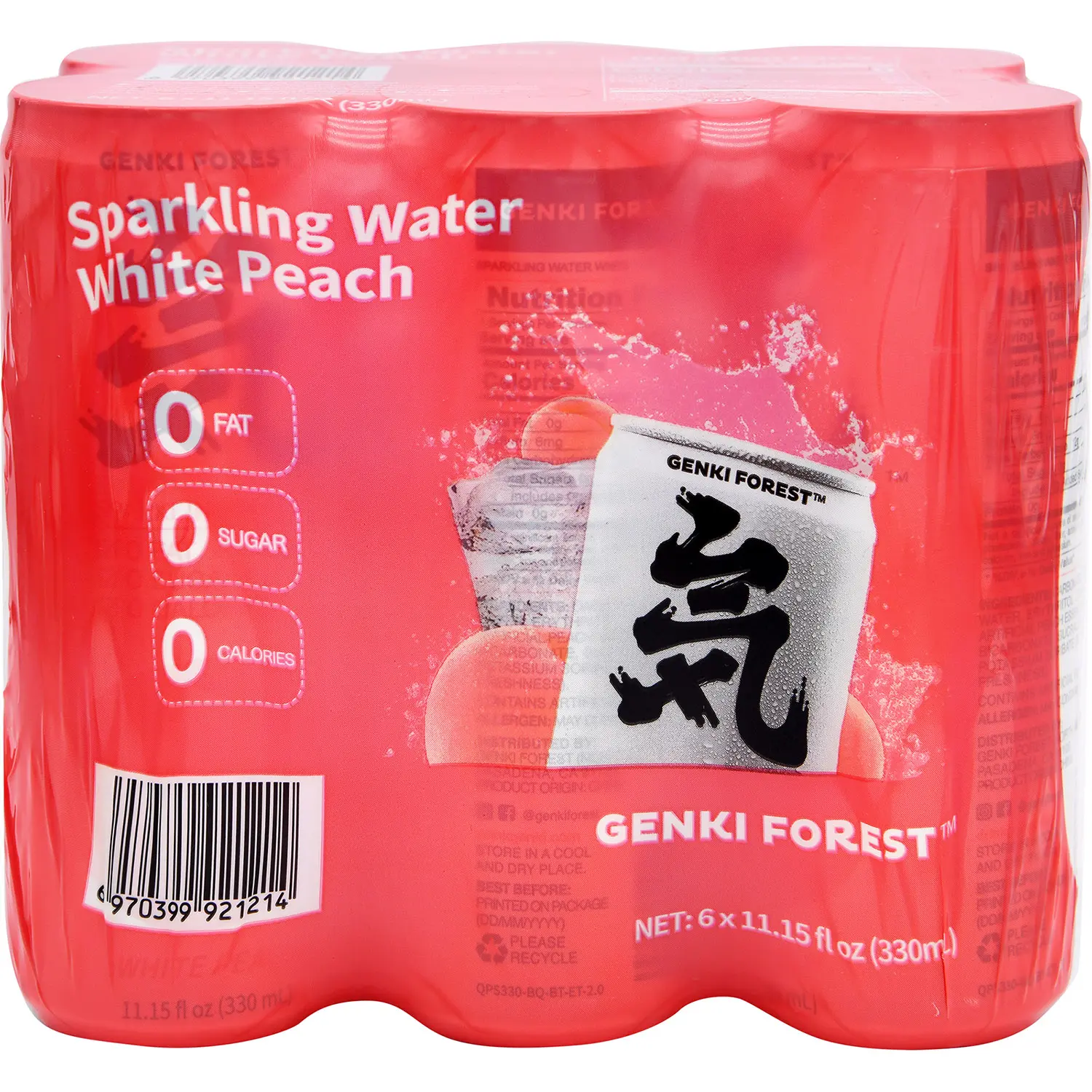 CHI FOREST Natural White Peach Flavored Sparkling Water - Sugar-Free, Low-Calorie Carbonated Beverage with Peach Juice, Shelf-Stable Sparkling Drink, 11.15fl oz*6