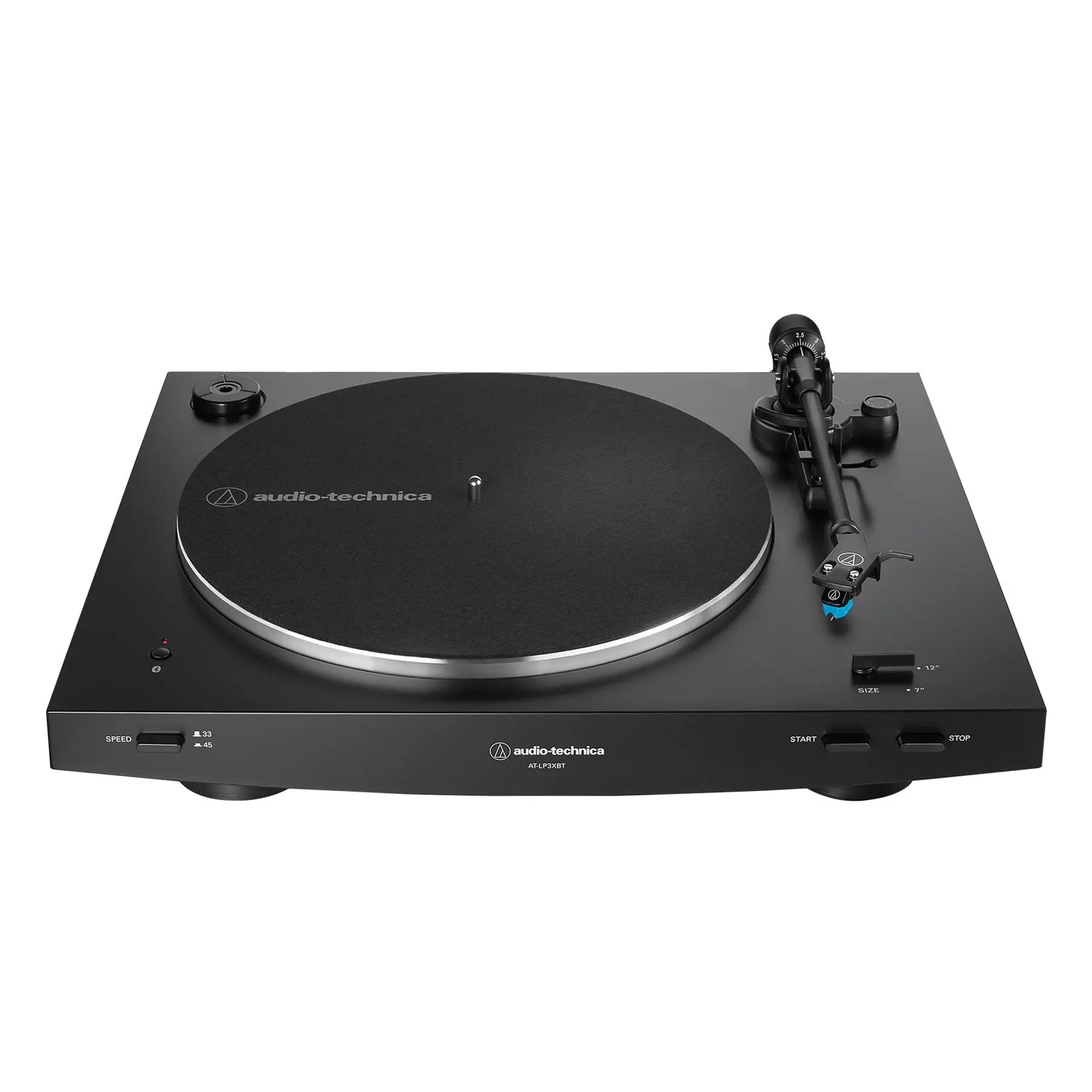Audio-Technica AT-LP3XBT-BK Automatic Wireless Bluetooth Stereo Turntable - Black, 17" x 5" x 15", 11 lbs, Adjustable Aluminium Adapter, RCA Compatibility, 1/2" Mount Universal Headshell Included, Vinyl Compatibility