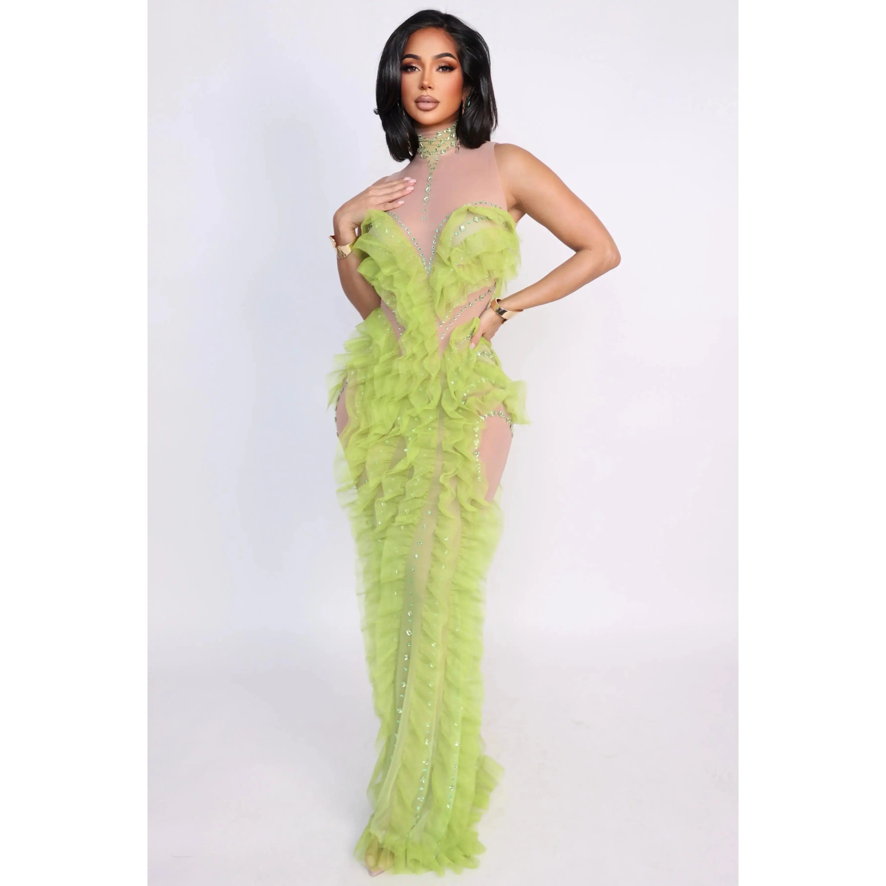 Verdant Siren Illusion Dress