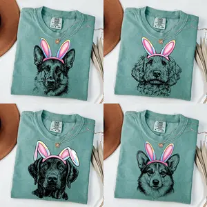 Easter Bunny Dog Shirt – 50 Dog Breeds Available, Custom Dog Lover Gift, Cute Bunny Ear Puppy Tee, Easter Dog Mom Shirt, Light Green Comfort Colors Easter Shirt