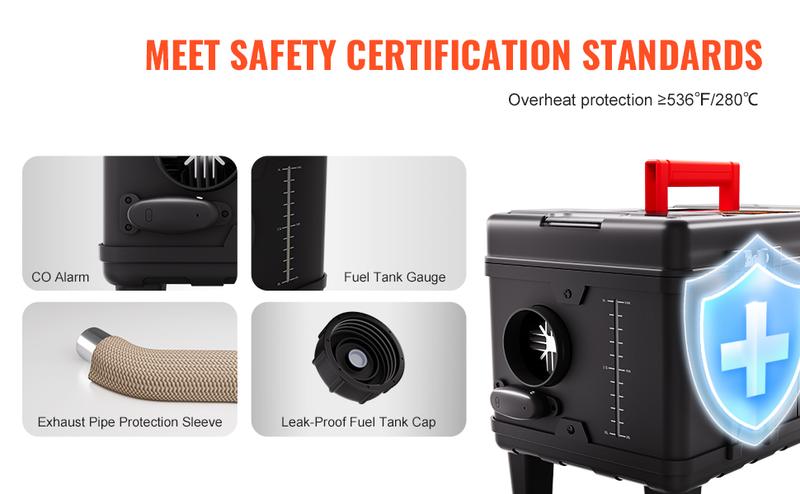 VEVOR 8KW Toolbox Diesel Heater, TikTokShopBlackFriday, Upgraded 110V Adapter & CO Alarm, 12-24V All in One Diesel Air Heater, with Bluetooth APP/Remote Control and Display Screen, Fast Heating Portable Diesel Heater for Vehicles and Outdoors