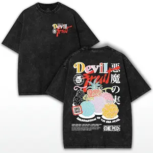 Incarnation of the Sea Devil 1Pieces T-Shirt | Retro Acid Wash Oversized Graphic Tee | Devil Fruit Collage Merch | High Quality Anime Fan Gift, Trendy Outfits, Stay Ahead of the Game, Full Size Options, Everyone Can Find Their Fit