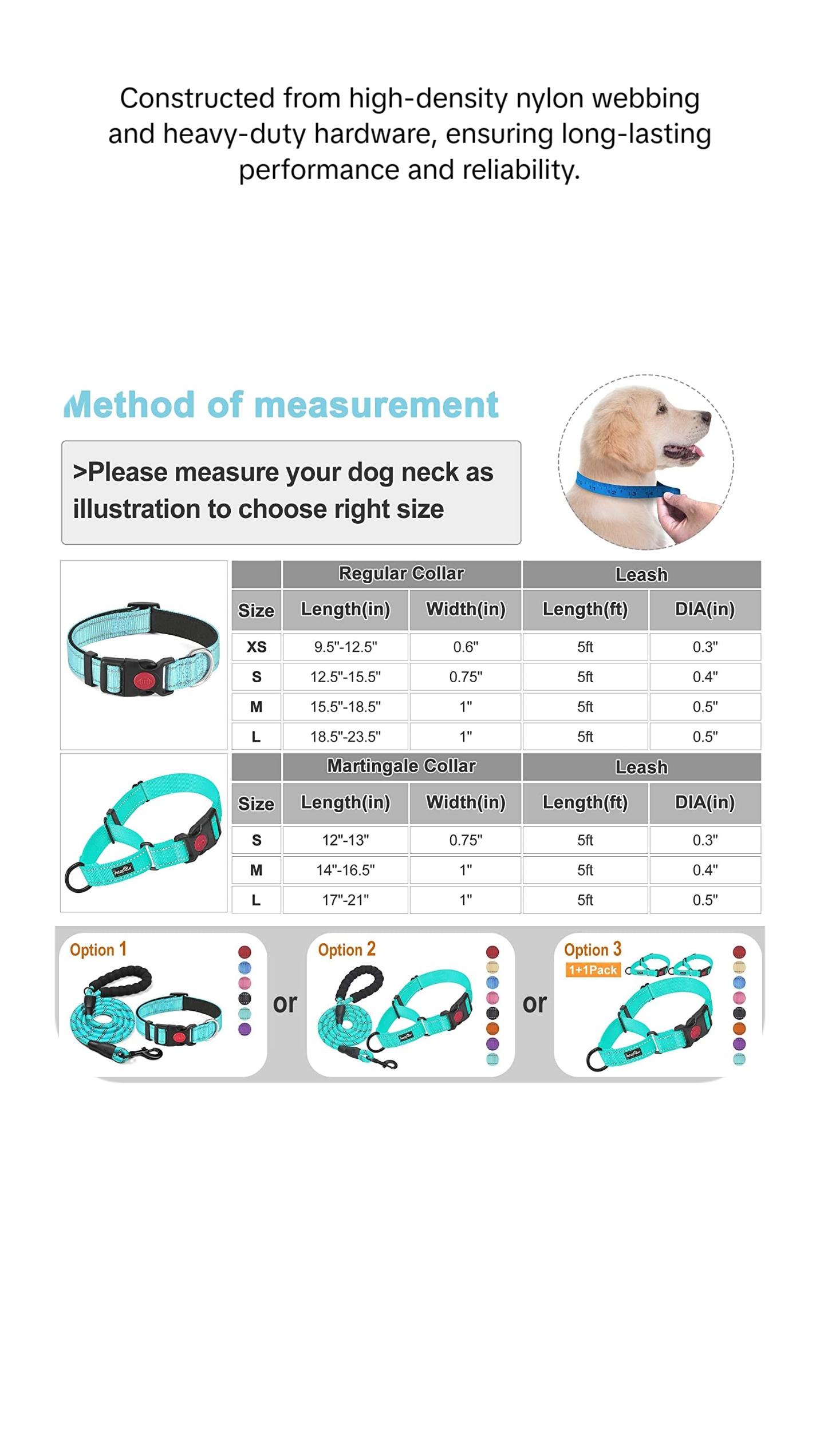 2 Packs Martingale Dog Collar with Quick Release Buckle Reflective Dog Training Collars for Small Medium Large Dogs