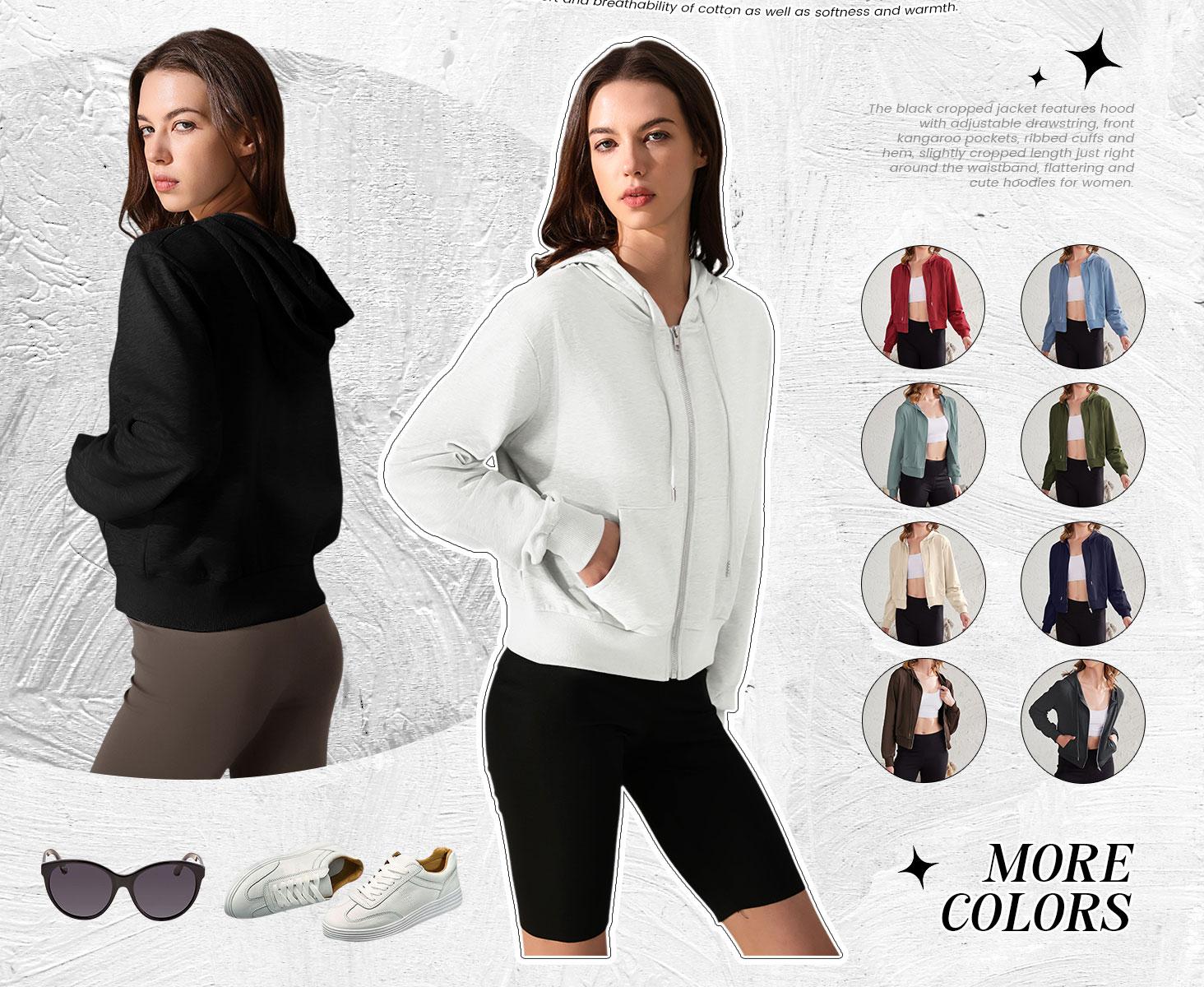 Yimoon Zip Up Hoodie Women Cropped Casual Sweatshirts Workout Long Sleeve Drawstring Hooded Jacket Crop Tops Stylish Versatile Comfort Functionality Yimoon Zip Up Hoodie Women Cropped Casual Sweatshirts Workout Long Sleeve Drawstring Hooded Jacket Crop Tops Stylish Versatile Comfort Functionality