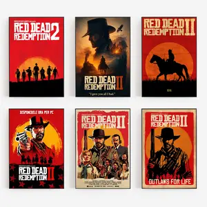 Red Dead Redemption 2 Canvas Wall Art Decor Poster, Retro Game Poster for Home & Game Room Decoration, Red Dead Redemption Fans Lovers Gifts