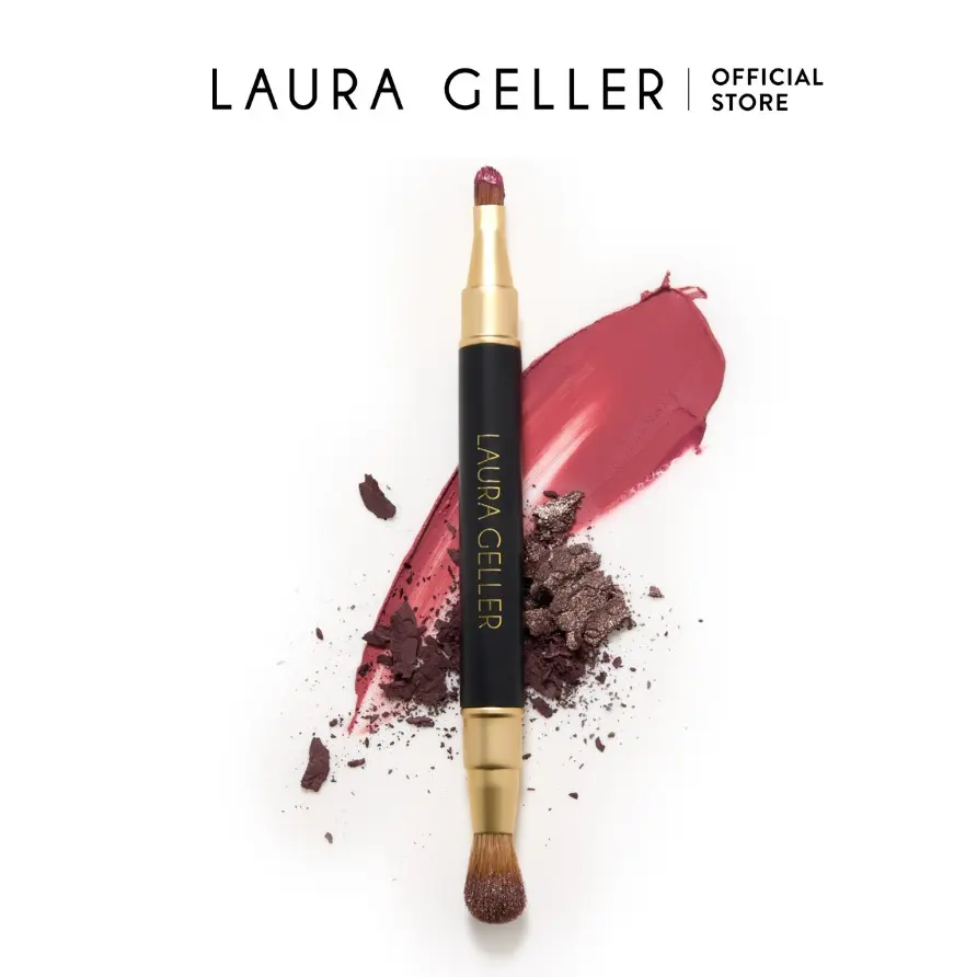 Laura Geller Dual-Ended Retractable Lip + Eyeshadow Brush - 2-in-1 Makeup Tool for Precision Application & Travel-Friendly Design