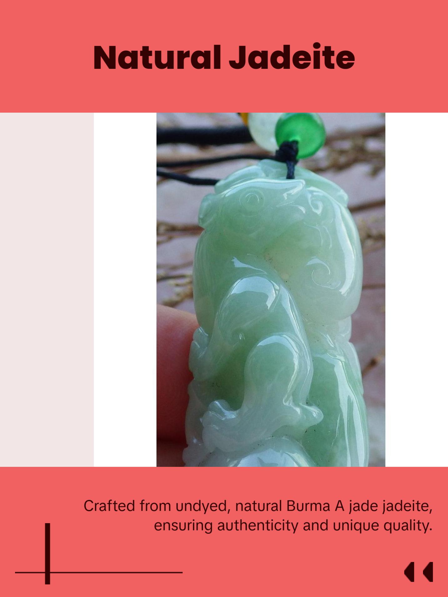 Certified Hand Carved Green Natural Myanmar Burma A Jade jadeite Mouse Rat Ruyi Pendant Necklace