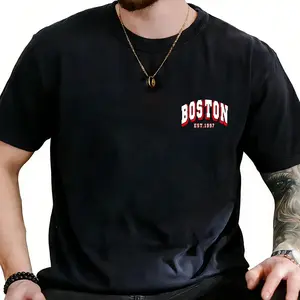 Boston EST.1997 Vintage Retro Minimalist Stylish Trendy Urban Streetwear Cool Casual Everyday Wear Graphic Printed Tees For Women For Men [180G 100% cotton, lightweight and breathable, soft and comfortable]