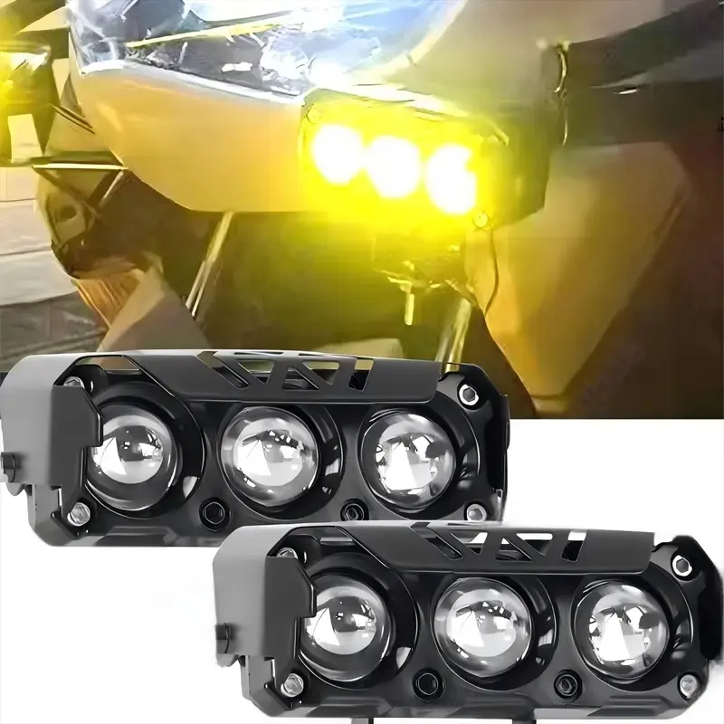LED Spotlight Yellow/White Hi-Low Combo Beam LED Driving Fog Light Bar, 2Pcs 6.5Inch Offroad Driving Lights Pod Lamp Work Auxiliary Lights for Trucks, Vehicles, ATVs,UTVs, Motorcycle，Tractors