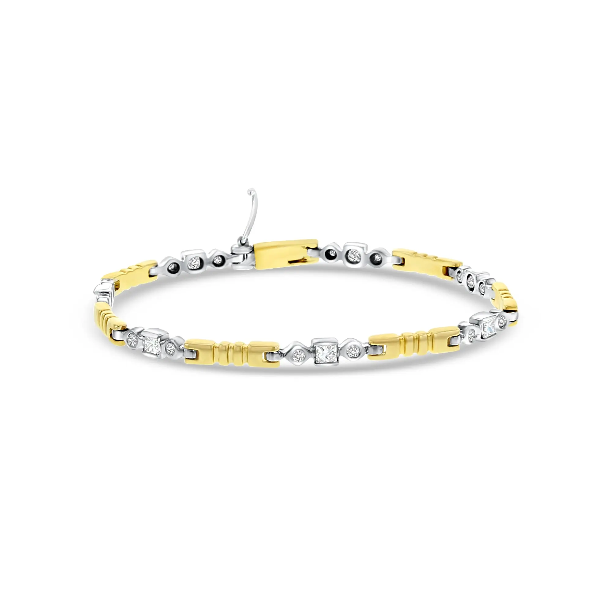 One Carat Two-Toned Princess Cut Diamond Tennis Bracelet
