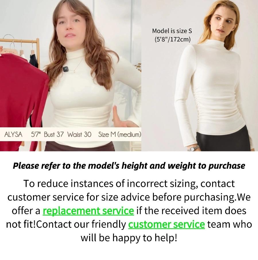 OGL ProWarm 2Pcs Set Thermal Ruched Sides Tuckable Mockneck Top for 41°F - 59°F Comfort  Casual Womenswear teacher bae's outfit SpringStatements