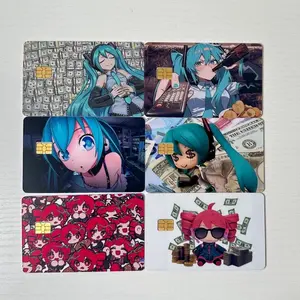Miku Credit Card Sticker Cover Featuring Anime Character with Blue Hair