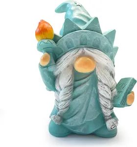 Hodao  Statue of Liberty Gnome Resin Statue - Patriotic Garden Decor with Torch and Book Unique Gift Idea for Home and Garden
