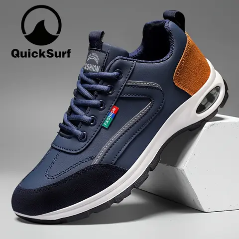Quick Surf Men's Shoes Casual Trainers - PU Upper, Lace-Up Design, Comfortable Lining, Anti-Slip Soft Sole, Suitable for Outdoor Activities & Running