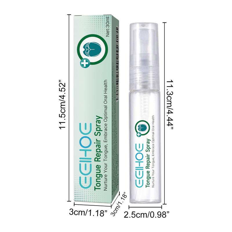 EELHOE Natural Tongue Repair Spray for White Coating & Dry Cracks Relief, Oral Care Solution, pH-Balancing, Hydrating,Fresh Breath & Swelling Soothe, 30ml