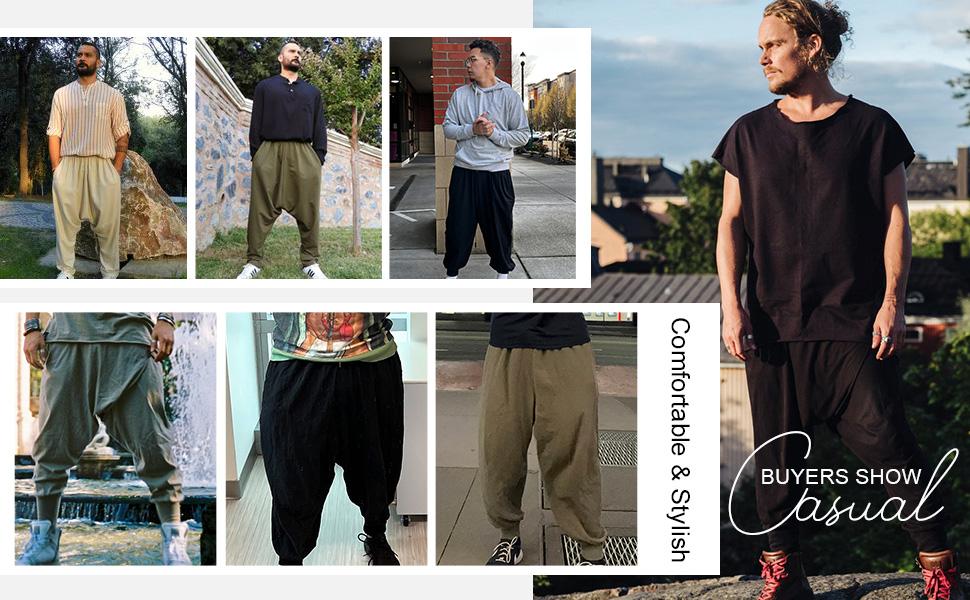 COOFANDY Men's Pants Hippie Harem Baggy Linen Boho Yoga Casual Drop Crotch Trouser Gift Ideas COOFANDY Men's Pants Hippie Harem Baggy Linen Boho Yoga Casual Drop Crotch Trouser Gift Ideas