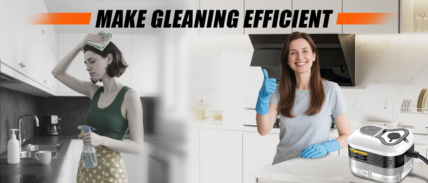 Handheld Steam Cleaner, Portable High Temp Steam Cleaner with 9pcs Accessories, 6-Level Adjustable Steam, 15s Fast Heat-Up for Kitchen Grease, Tile, Grout, Bathroom, Floor & Car Detailing