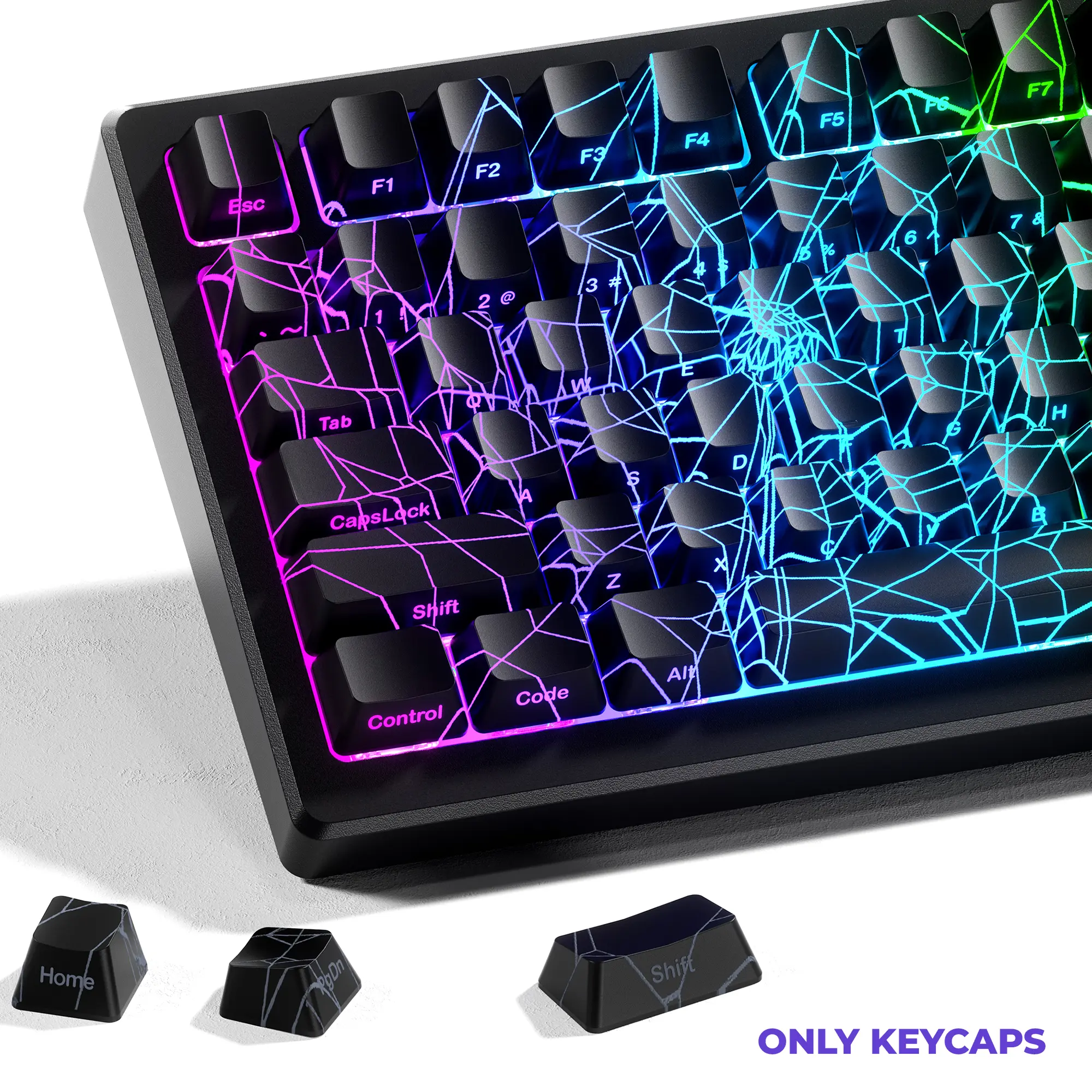 XVX Spider Web Pattern Backlit OEM Profile Keycap Set - IMD Printing, Shine-Through, 118 Keys, RGB, IMD-Tech, for MX Switches, ANSI Layout, Compatible Keyboards, Custom Keyboard Setup (Keycaps Only, No Keyboard Included) TikTok Shop Back to School, Rgb Ba