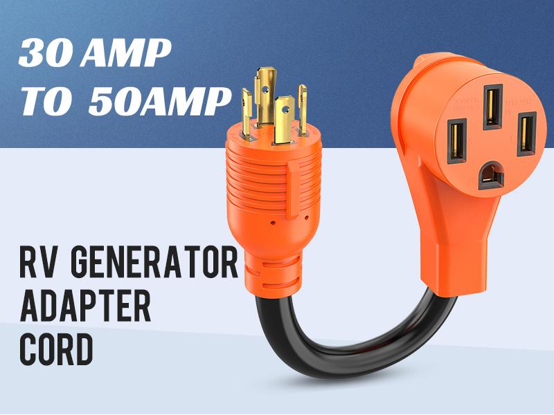 Nilight RV Generator Adapter Cord 30Amp to 50 Amp 4 Prong Pure Copper Heavy Duty Twist Lock Male Plug10 Gauge Wire L14-30P to 14-50R 30M/50F for RVs Camper Caravan Van Trailer