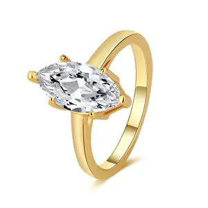 Marquise cut）925 Sterling Silver Synthetic Moissanite Ring
