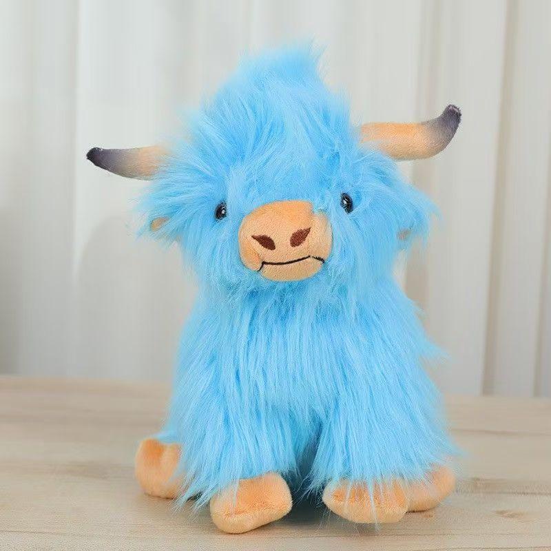 Highland Cow Stuffed Animal Cute Fluffy Cow Plush Figure Toys Realistic Scottish Cow Plush Toy Soft Farm Animal Cattle Plushie Doll Present for Adults Kids Boys Girls