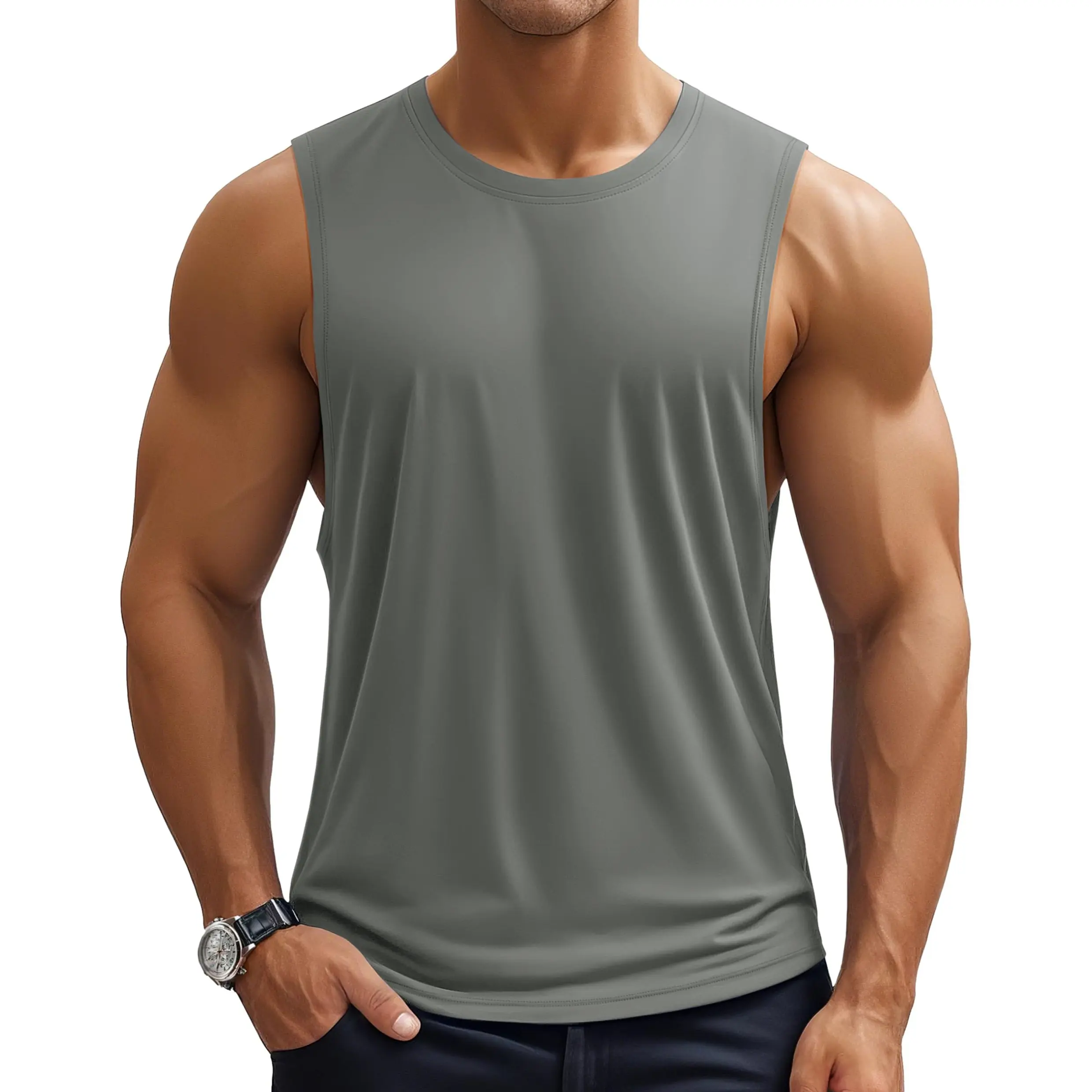 MAGCOMSEN Men's Quick Dry Lightweight Sleeveless Gym Tank Top, Gymwear Gymclothing Athletic Activewear Fitness Outfits Gym Casual Wear for Bodybuilding,travel essentials,camping essentials, Polyester