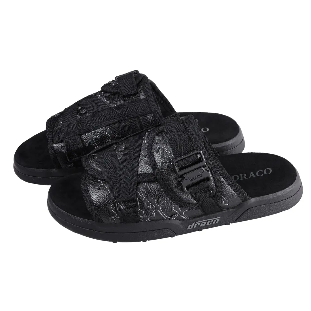 Black Cross Patch Slides | Suede Memory Foam Insole | Most Comfortable Slides You'll Ever Wear | Men Women Streetwear Sandals | Premium Soft Cushion Slip On | Feels Like Walking On Clouds | Summer Sandals