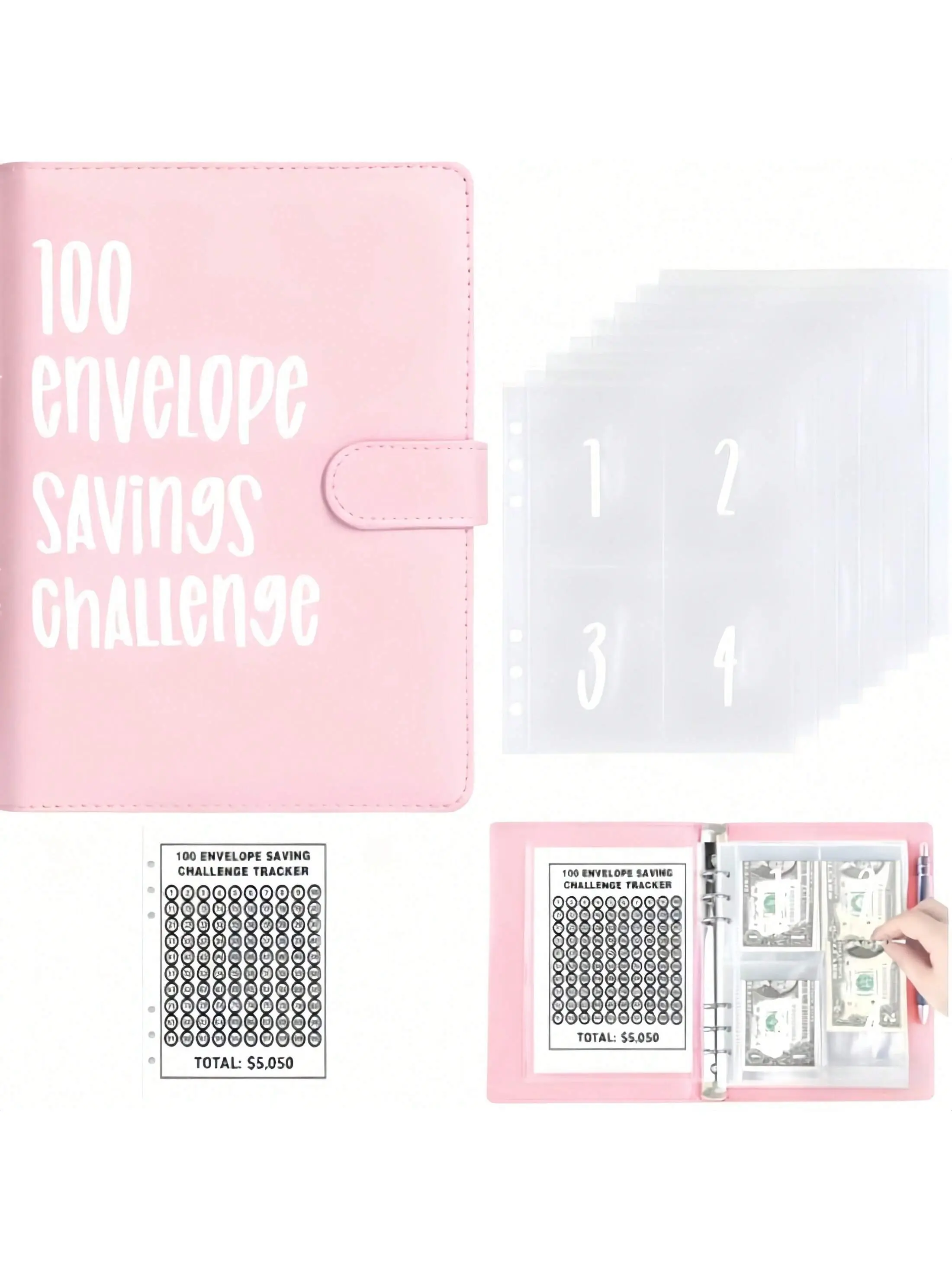 100 Envelopes Money Saving Challenge - A5 Money Saver Budget Binder Book With Cash Envelopes And Numbers, 100-Days Of Easy And Funny Ways To Save $5,000 Cash Envelope Challenge Binde