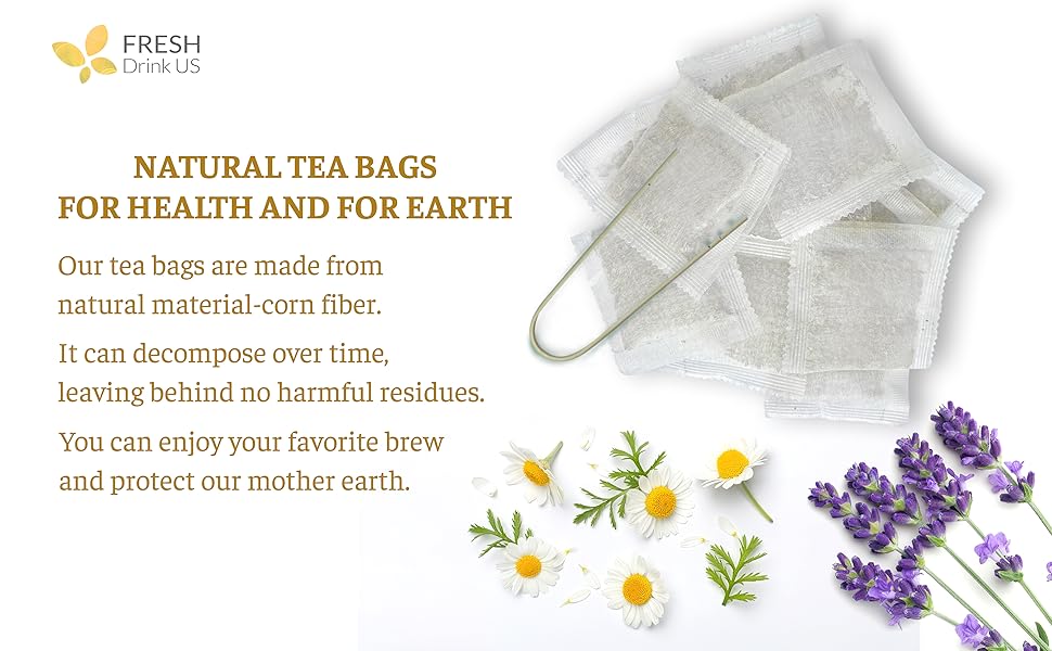 【FreshDrinkUS】 60 Chamomile Lavender Tea Bags, 100% Natural Ingredients, Hand-made Blend of Chamomile and Lavender Flowers, Eco-conscious Tea Bags. Chamomile Lavender Herbal Tea. No Sugar, No Caffeine, No Gluten, Vegan. Beverage