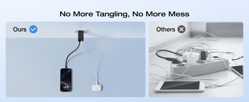 EF ECOFLOW 45W USB C Charger with Retractable Cable, 3-in-1 GaN Phone Charger with Type C Cable, 2-Port Fast Charger Compatible with iPhone 16 Pro Max, iPad Pro/Air, Galaxy S25, Steam Deck (White)