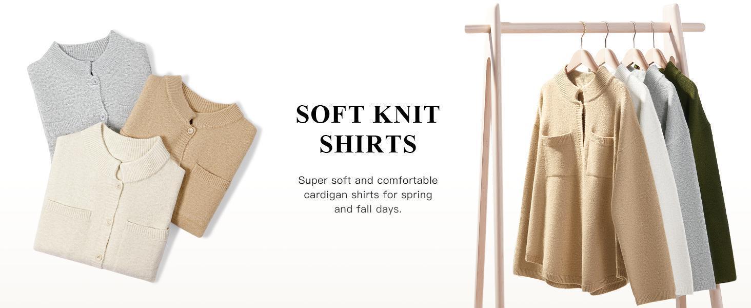 Imily Bela Womens Collared Cardigans Button Down Fall Sweater Jackets Oversized Casual Long Sleeve Knit Shirts