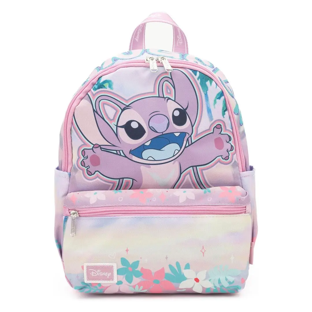 WondaPop Disney Lilo & Stitch Angel 13" Casual Printed Nylon Mini Backpack Purse, Character Art Backpacks with Adjustable Straps