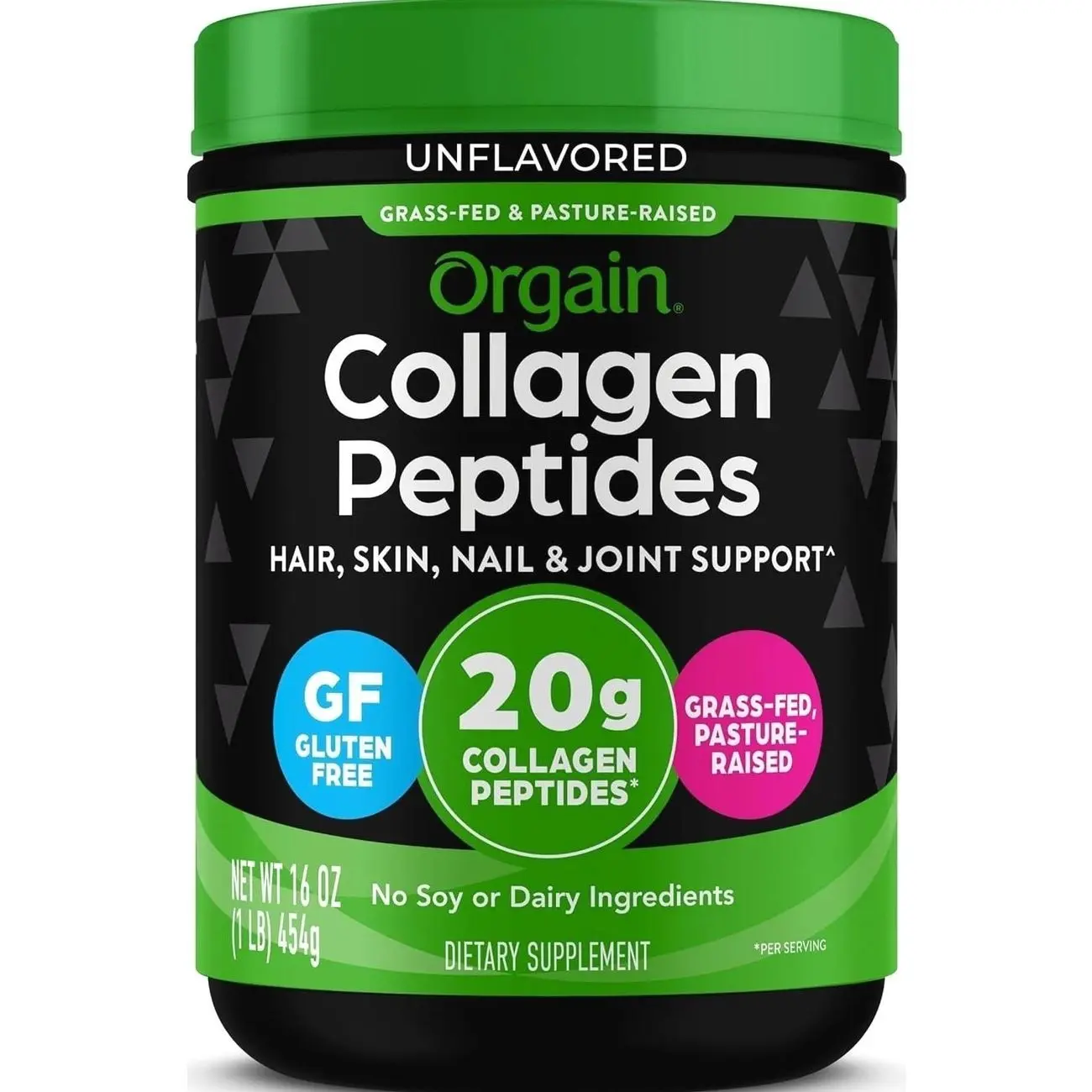 Orgain 20g Hydrolyzed Collagen Peptides Powder, Unflavored, 1lb | Grass fed collagen type I and III for women and men, supplement for hair, skin, nail, & joint support, paleo & keto, non-GMO
