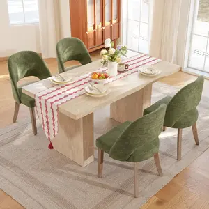 【Set of 4】ABCASA Modern Dining Chairs, Upholstered Solid Wood Farmhouse Kitchen Chairs, Premium Chenille Chairs for Kitchen Dining Room & Small Spaces