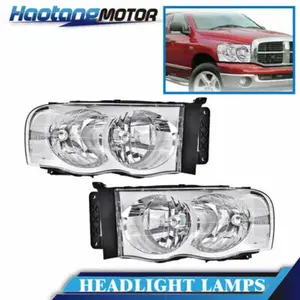 CROSSDESIGN Chrome Housing Corner Headlight Lamps Fit For 2002-2005 Dodge Ram 1500 2500 3500