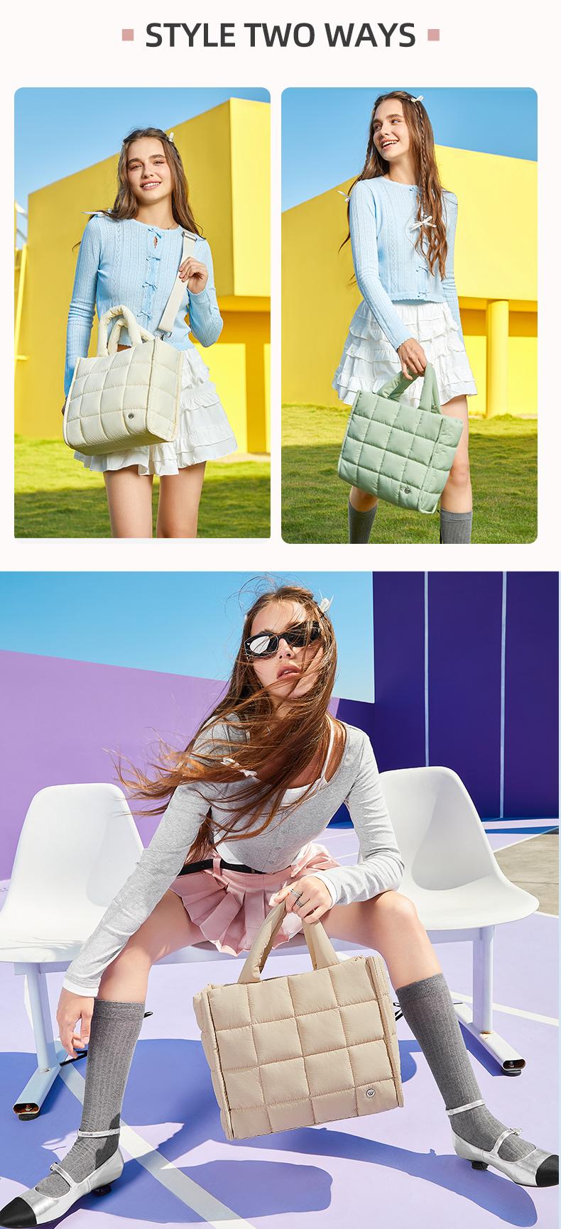 WESTBRONCO Bubble Puffer Tote Bag 2026 Spring Trendy Viral Quilted Crossbody Purse Fashion Bag for Women Mom Shoulder Handbag Work University Diaper Bag Durable Waterproof Bag Travel Essentials Purse Gift for her TikTokShopStockUp summervibes