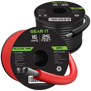 16AWG 600V Tinned OFC Stranded Silicone Wire, 2-Pack (Black & Red)