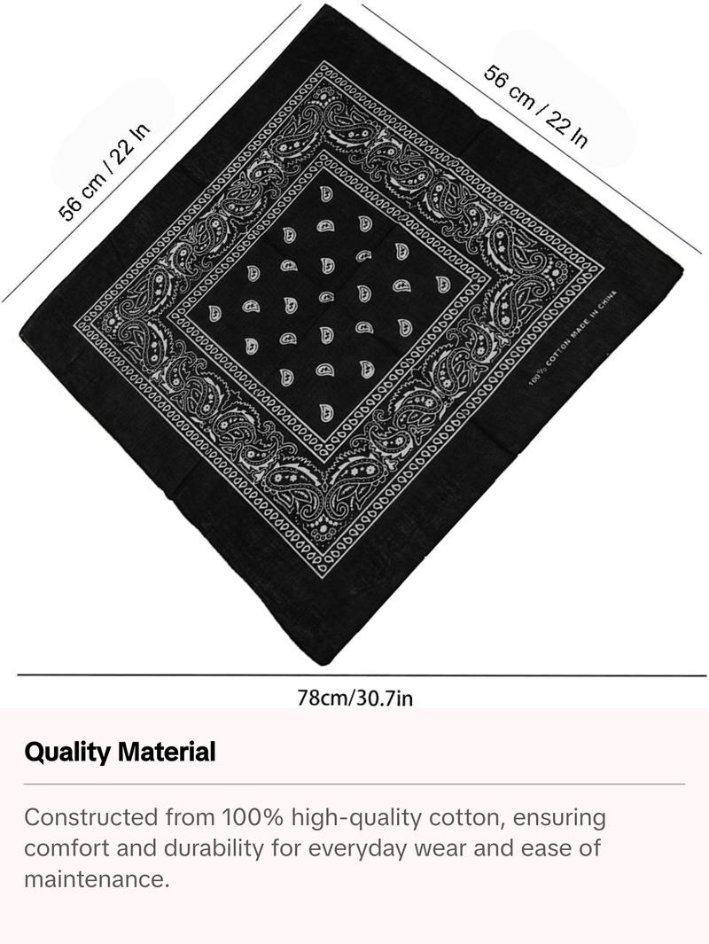 12Pcs Bandanas 100% Cotton Double Sided Paisley Print Head Wrap Scarf