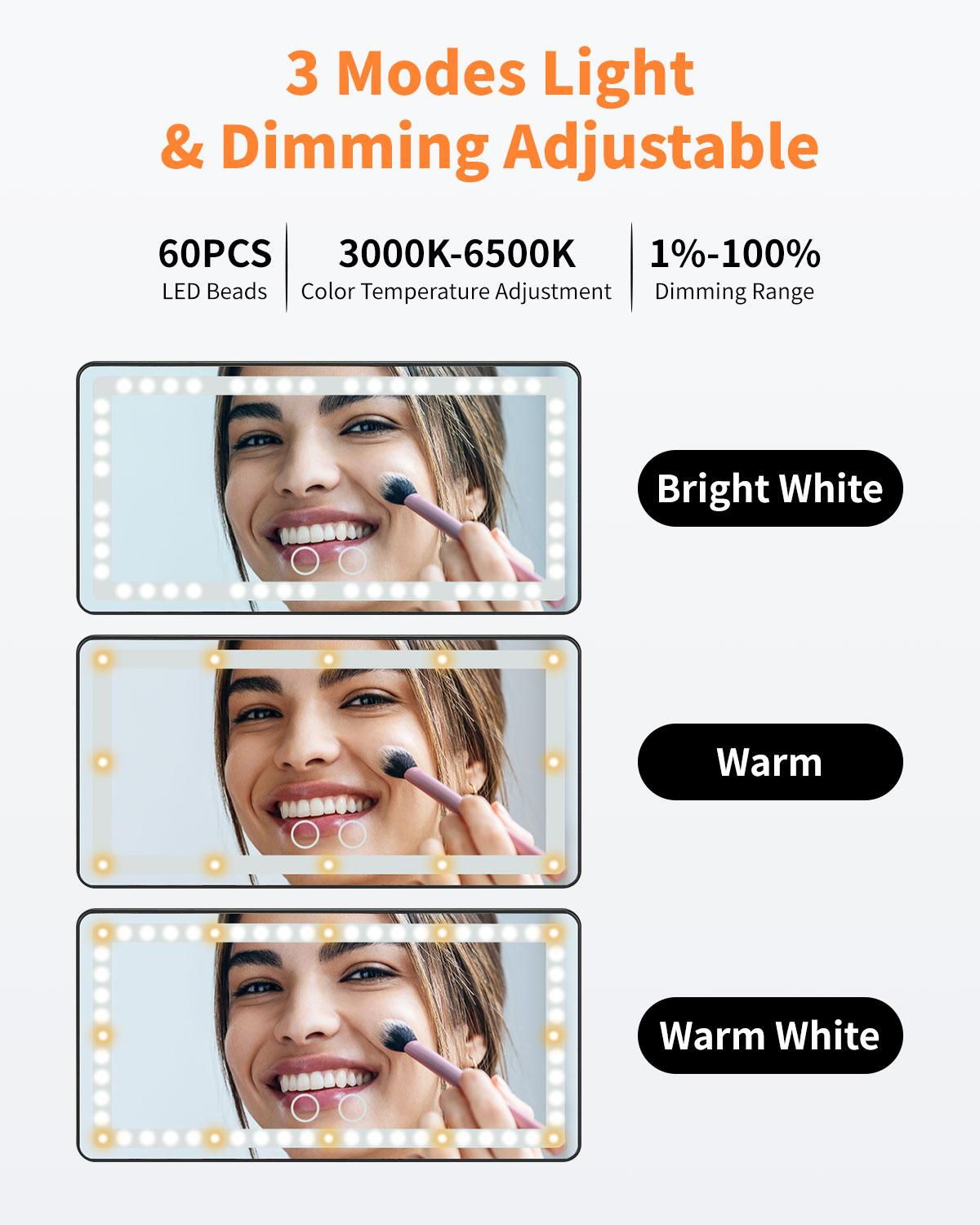 Car Sun Visor Vanity Mirror With 3 Lighting Modes Clip-TikTokShopBlackFriday On Rearview Sunshade Makeup Mirror 8 Hours Of Use After One Charge Automotive Interior