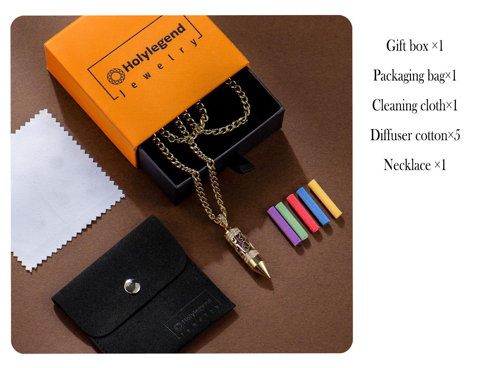 Holylegend 14K Real Gold-Plated Carved Bullet Aroma Necklace, Trendy Gold-Plated Jewelry with Double-Row CZ Stones, Hollow Engraved Design with Aroma Cotton, Pad Affordable Gold-Plated Gifts for Fashion Lovers