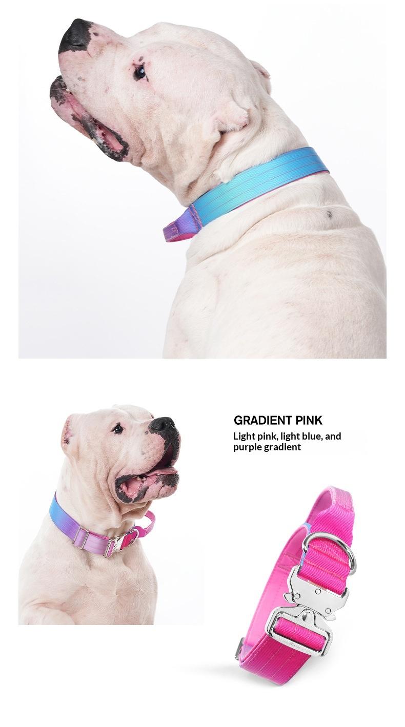 Gradient Tactical Dog Collar Heavy Duty Adjustable Pet Collar with Control Handle and Metal Buckle for Medium Large Dogs
