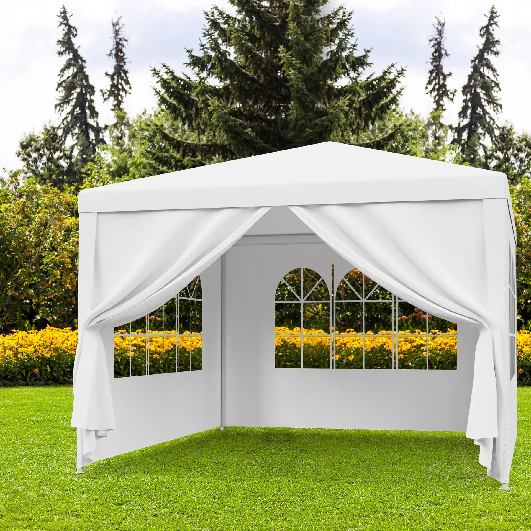 Zeny 10x10 ft Steel & Nylon Frame Wedding Party Gazebo Tent with Stand, Shaded UV Resistant Portable Instant Canopy, 4 Removable Solid Walls, Easy Installation for Outdoor Events, Shaded Canopy, Uv Resistant Canopy,summerwins